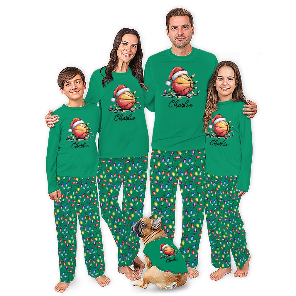 Custom Basketball Family Matching Christmas Pajamas With Plus Size