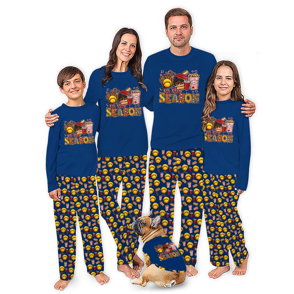 Game Day Softball Family Christmas Pajamas Including Dog
