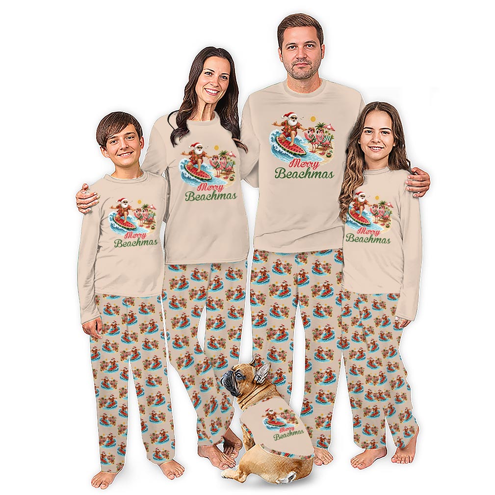 Tropical Santa Flamingo Holiday Matching Family Pajamas Tropical Santa Flamingo Holiday Matching Family Pajamas