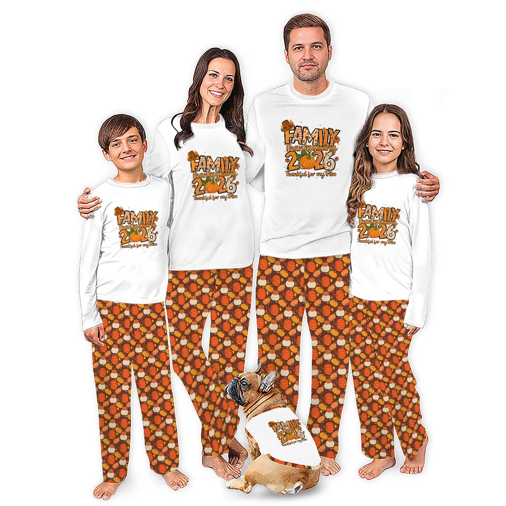 Fall Pumpkin Family Holiday Matching Pajamas With Plus Size