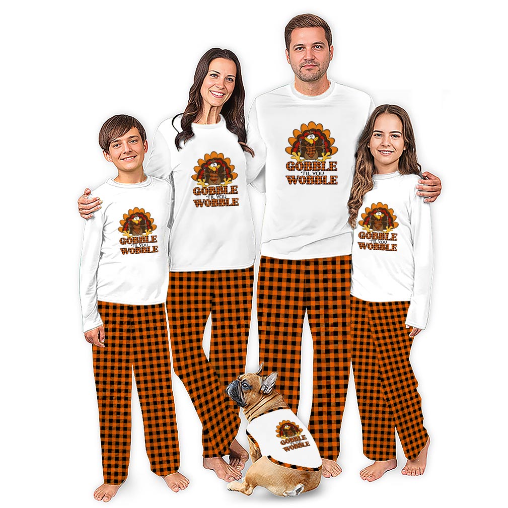 Cute Gobble Gobble Family Thanksgiving Pajamas With Extended Size Cute Gobble Gobble Family Thanksgiving Pajamas With Extended Size