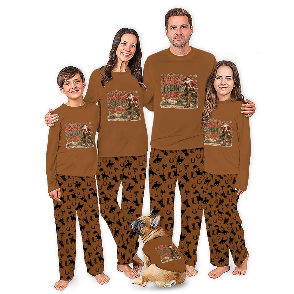 Cowboy Santa Matching Christmas Pajamas Whole Family With Dog Cowboy Santa Matching Christmas Pajamas Whole Family With Dog