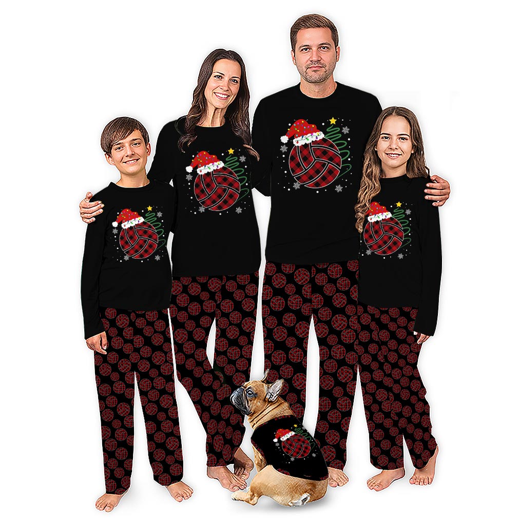 Red and Black Checkered Ball Christmas Themed Pajama Sets With Plus Size Red and Black Checkered Ball Christmas Themed Pajama Sets With Plus Size