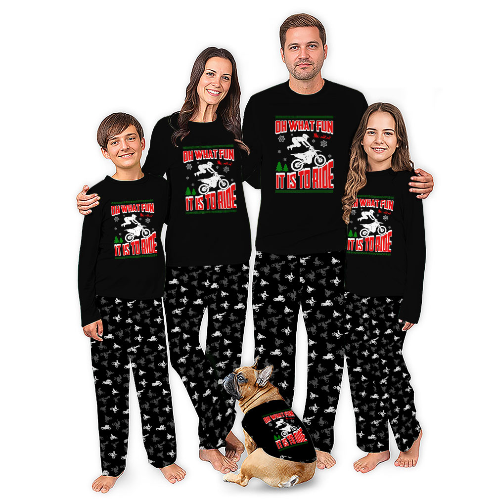 Funny Dirt Bike Family Christmas Pajamas With Extended Size Funny Dirt Bike Family Christmas Pajamas With Extended Size