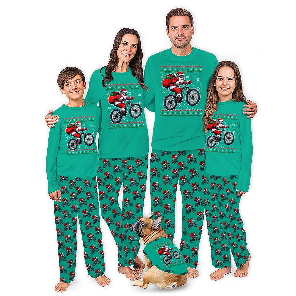 Santa Bike Matching Family Christmas Pajamas Plus Sizes