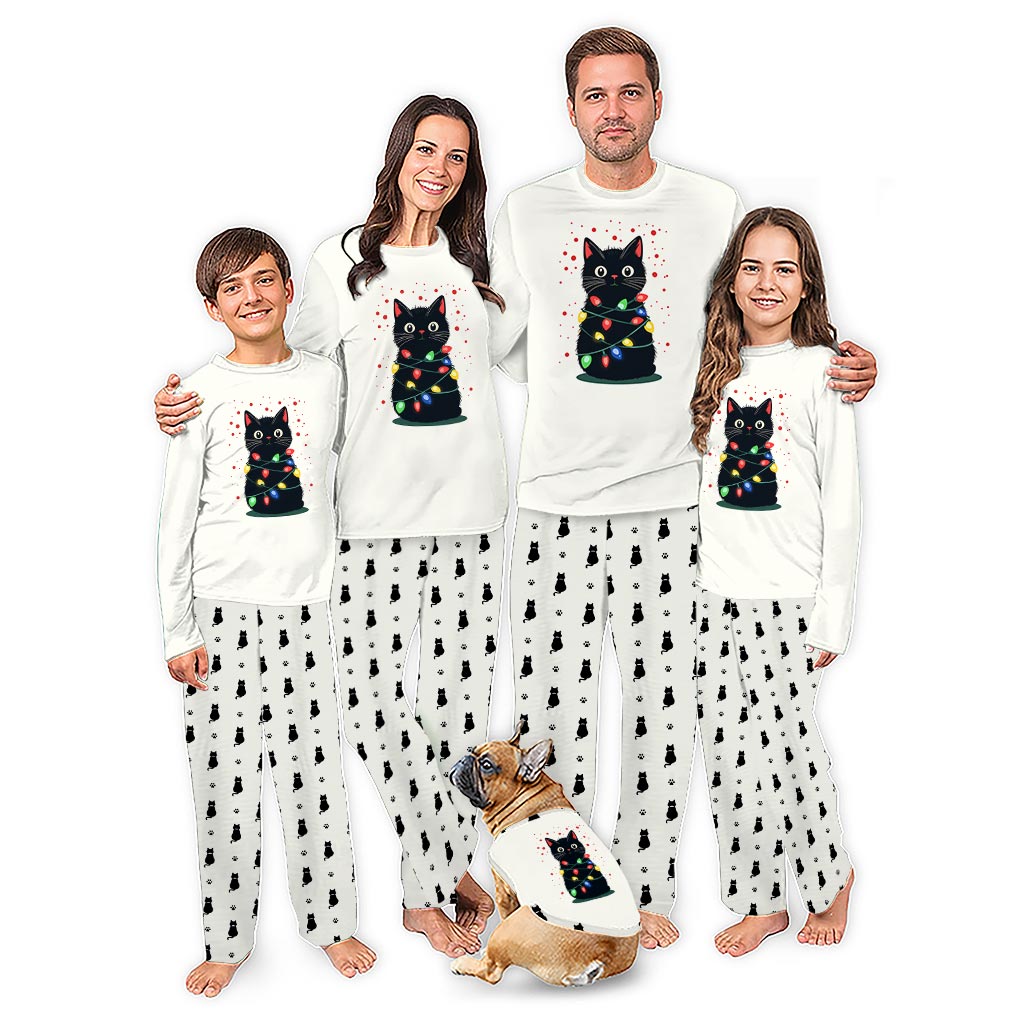 Black Cat Matching Family Christmas Pajama Sets With Plus Sizes
