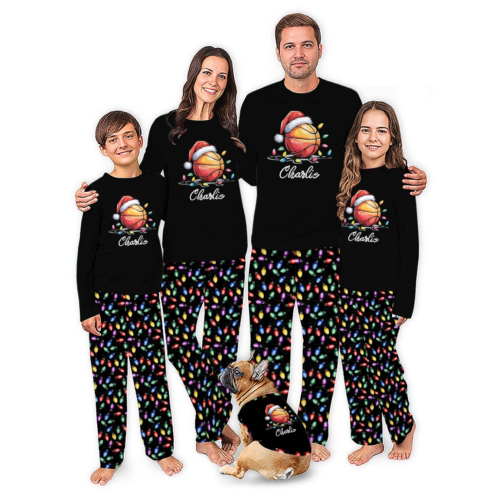Custom Basketball Family Matching Christmas Pajamas With Plus Size