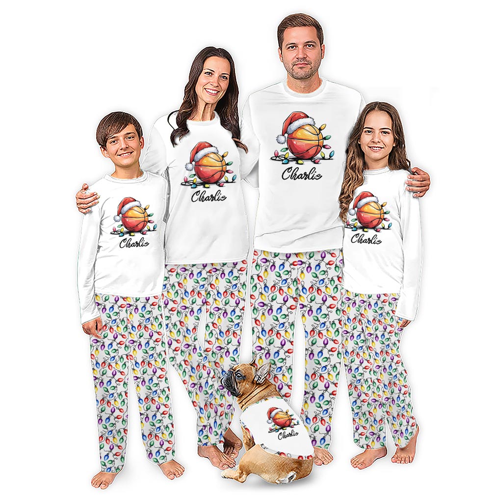 Custom Basketball Family Matching Christmas Pajamas With Plus Size