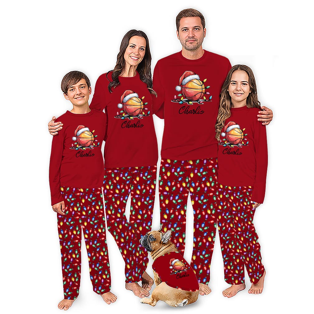 Custom Basketball Family Matching Christmas Pajamas With Plus Size