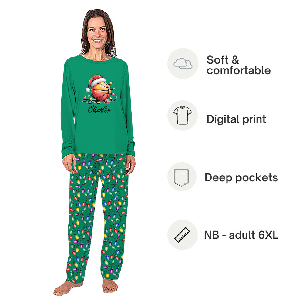 Custom Basketball Family Matching Christmas Pajamas With Plus Size