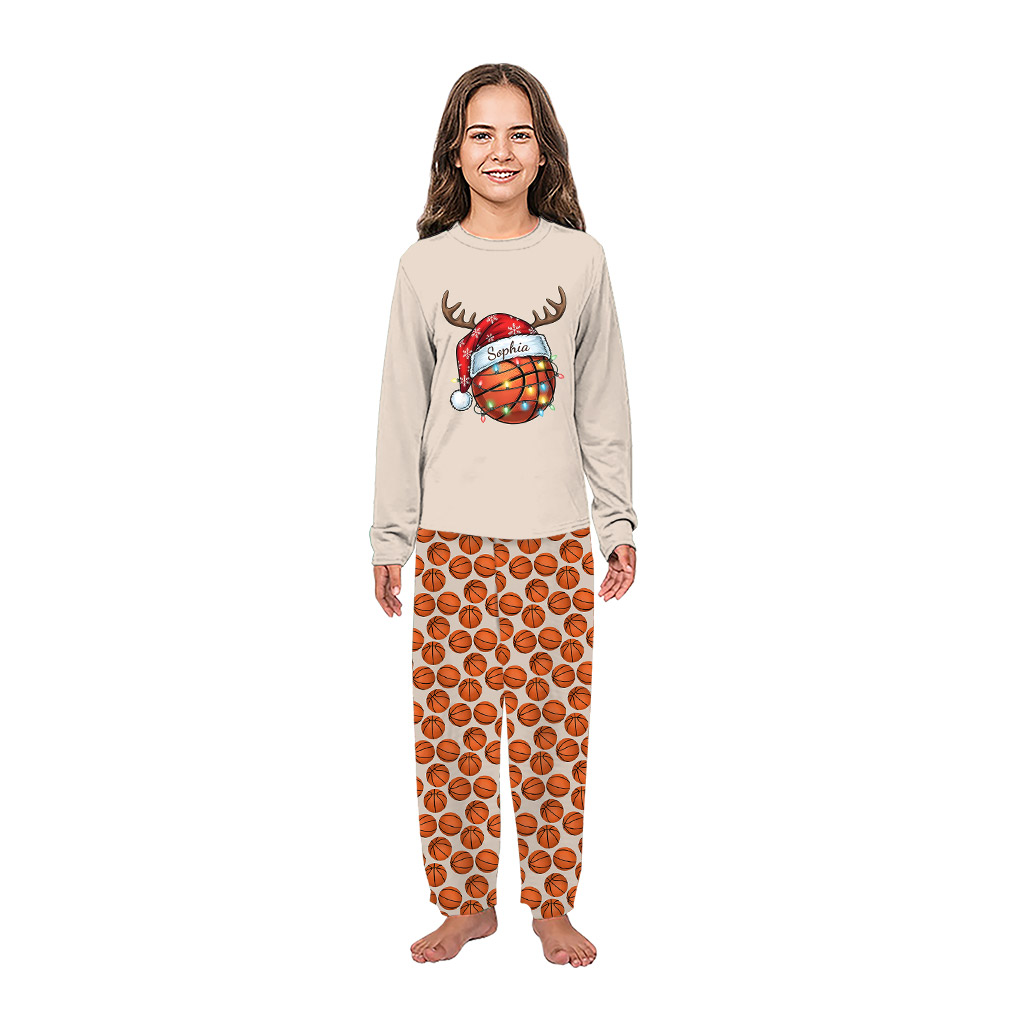 Personalized Reindeer Basketball Family Matching Christmas Pajamas With Plus Size