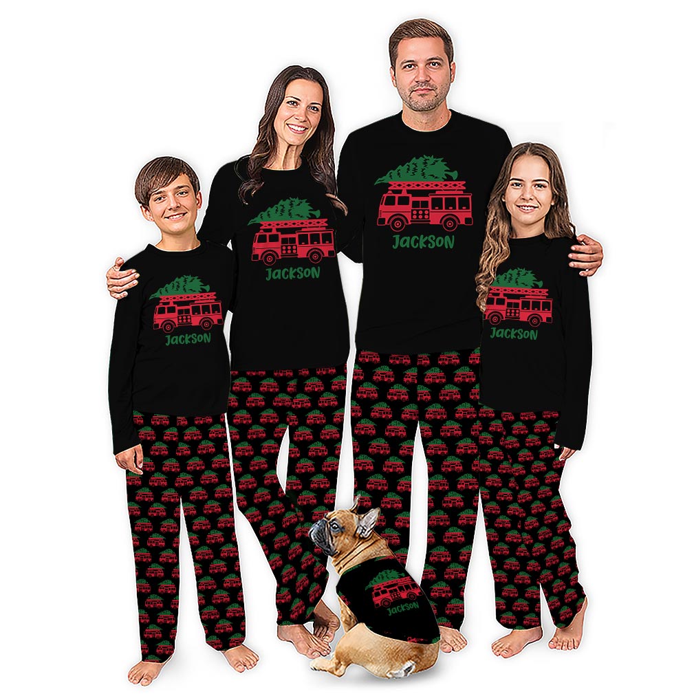 Custom Fire Truck Family Matching Christmas Pajamas