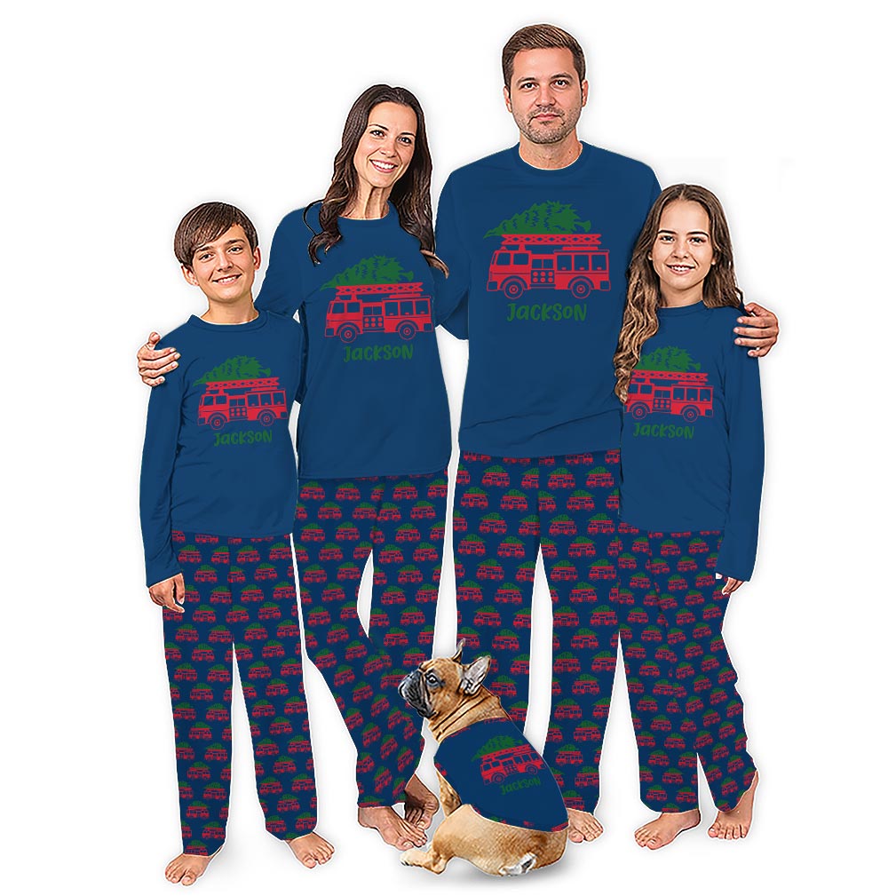 Custom Fire Truck Family Matching Christmas Pajamas
