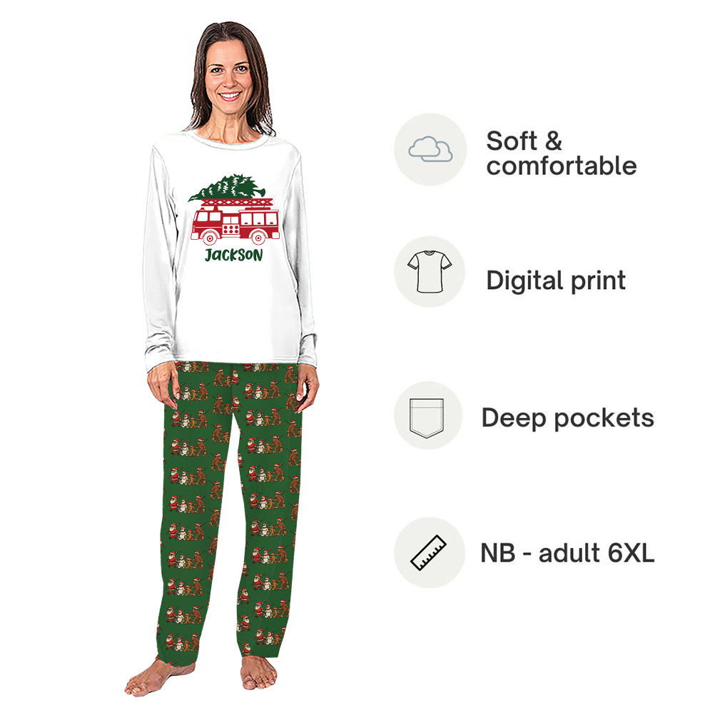 Custom Fire Truck Family Matching Christmas Pajamas
