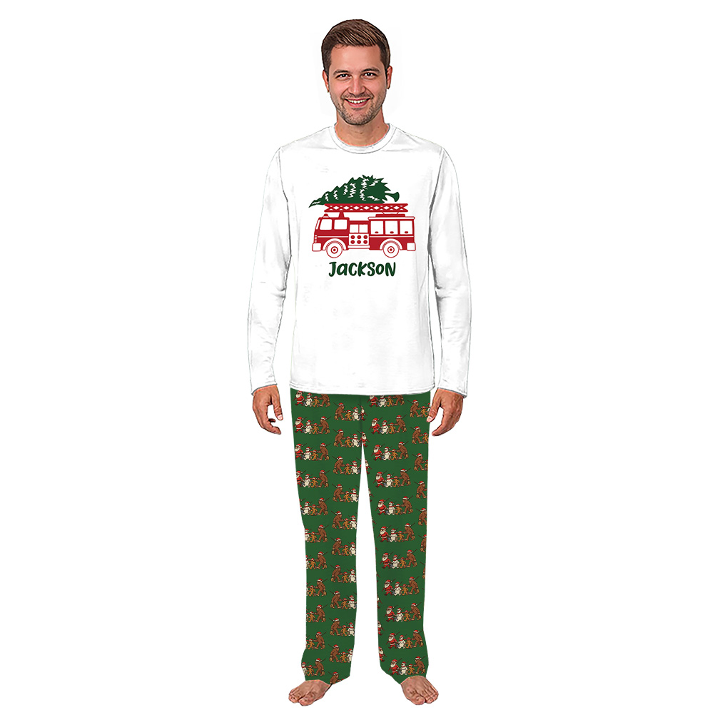 Custom Fire Truck Family Matching Christmas Pajamas