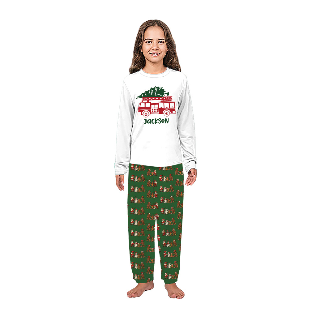 Custom Fire Truck Family Matching Christmas Pajamas