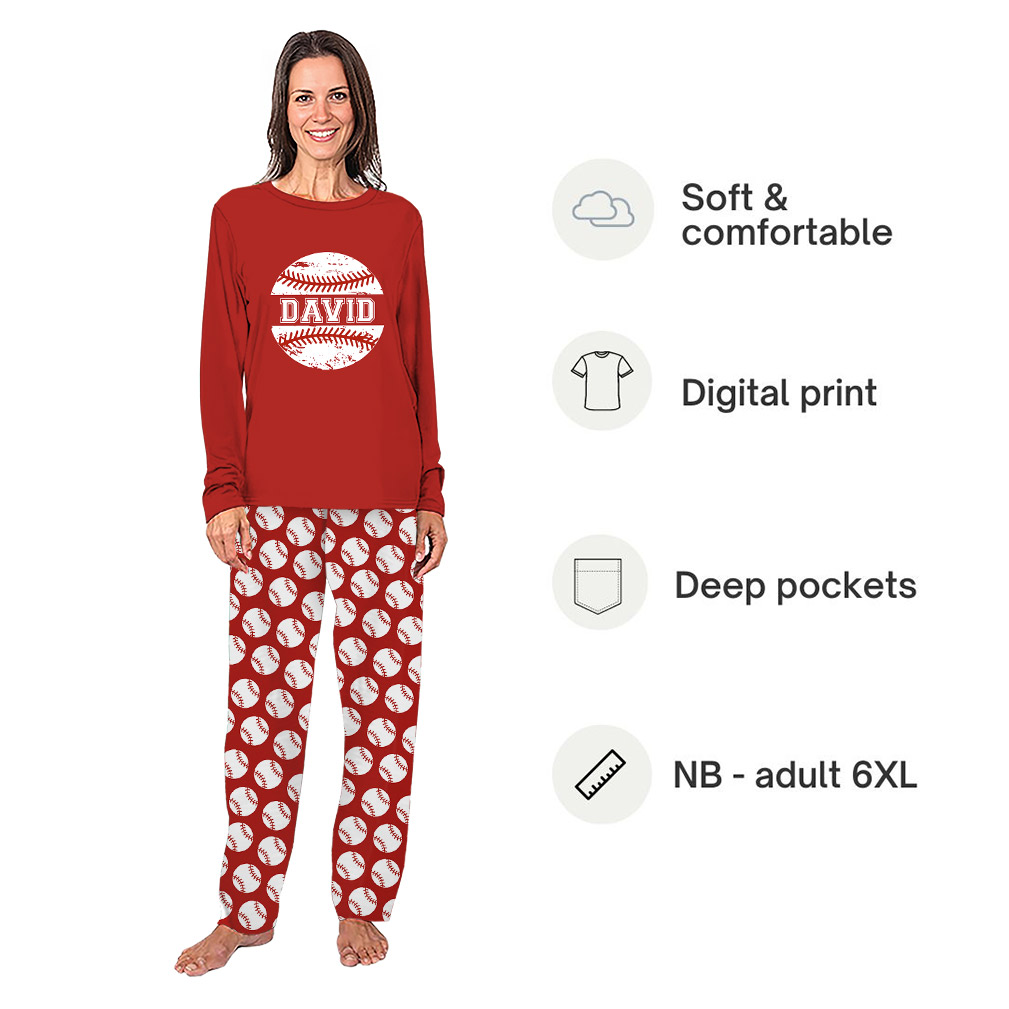 Personalized Baseball Family Christmas Pajamas With Plus Size Personalized Baseball Family Christmas Pajamas With Plus Size