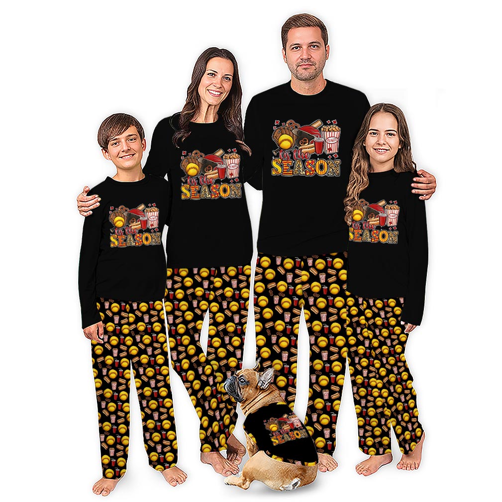 Game Day Softball Family Christmas Pajamas Including Dog