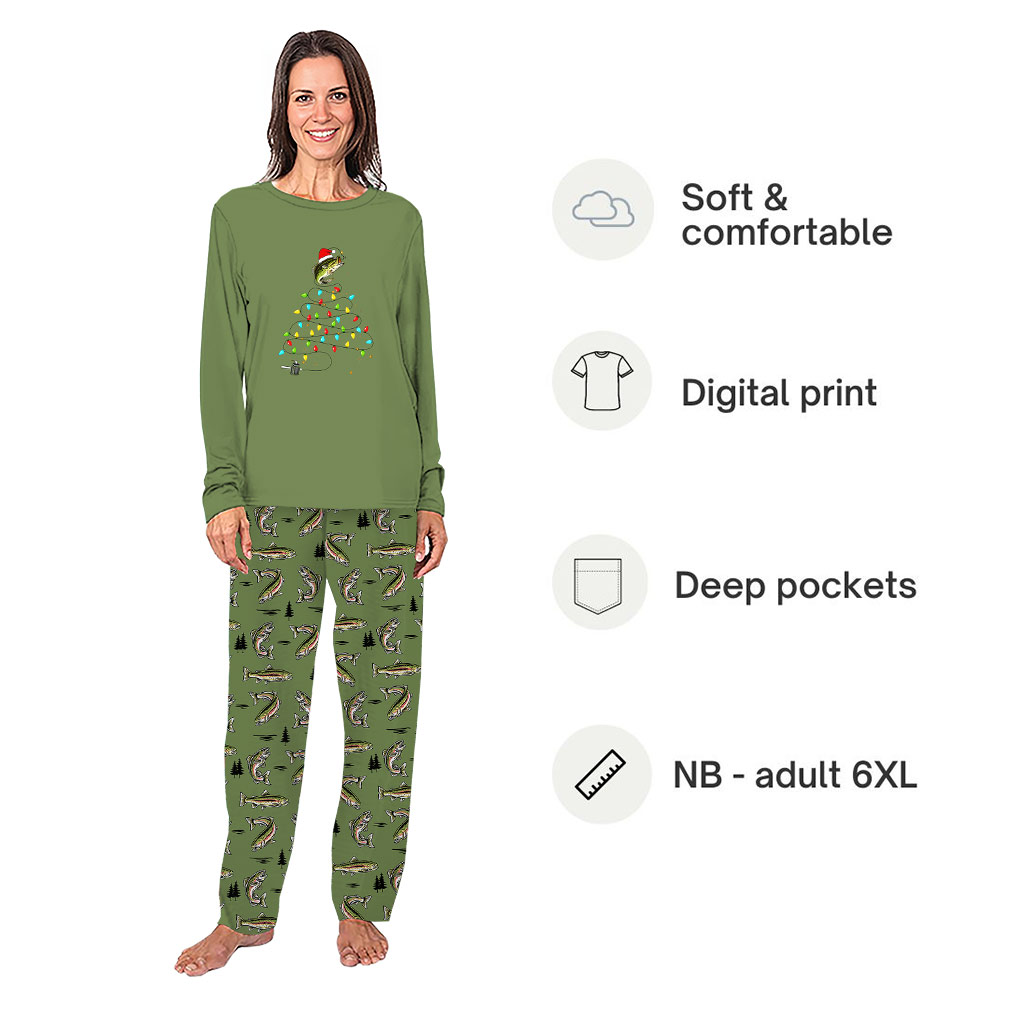 Funny Bass Fishing Family Christmas Pajamas With Plus Size