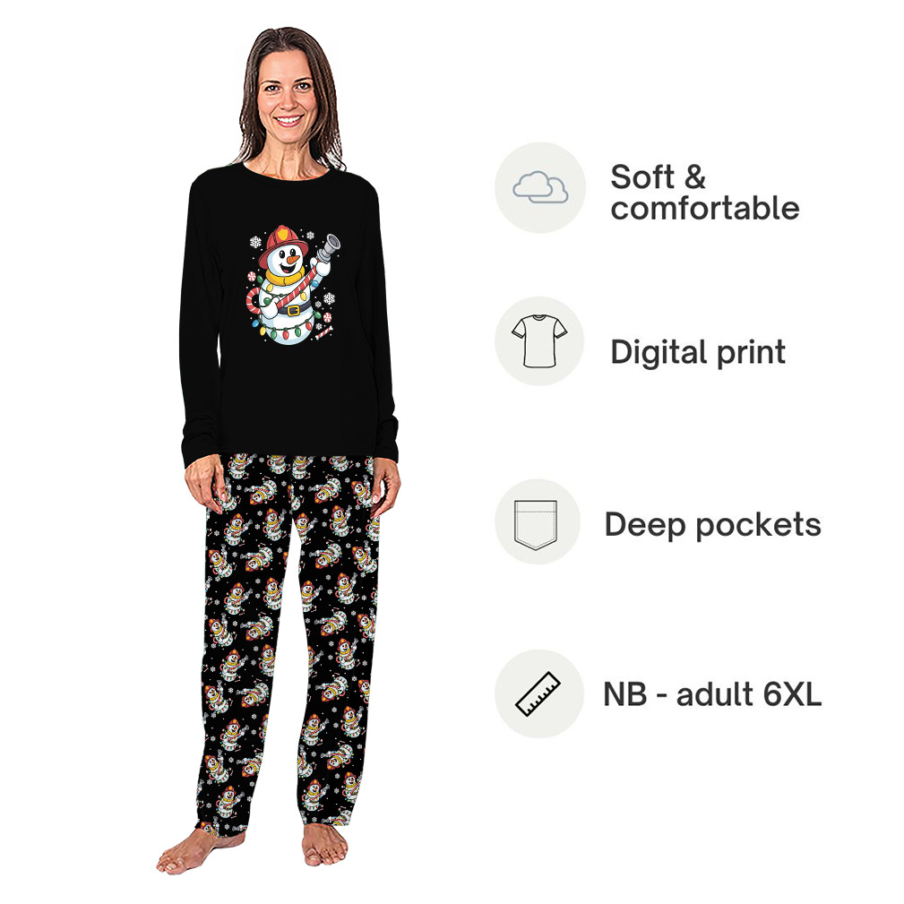 Firefighter Snowman Christmas Pajamas For Family And Dog With Plus Size