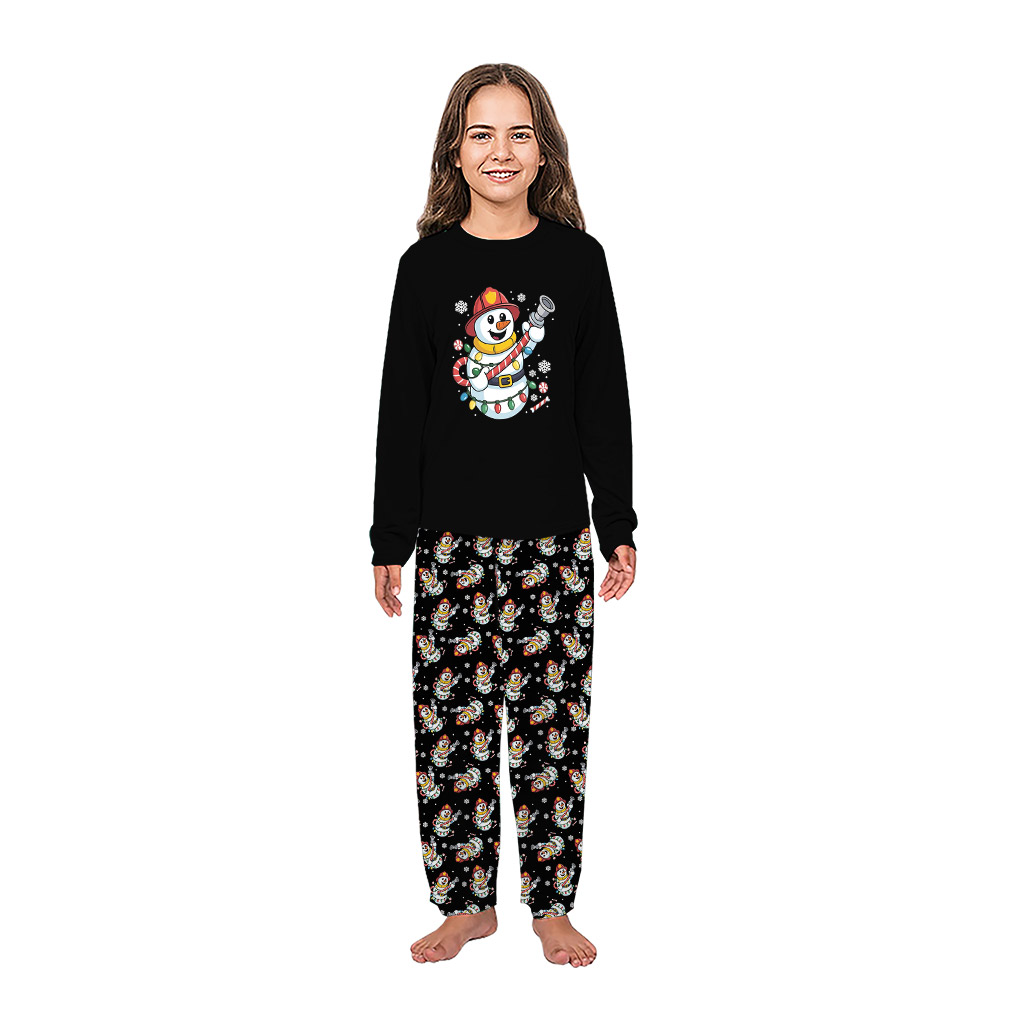 Firefighter Snowman Christmas Pajamas For Family And Dog With Plus Size