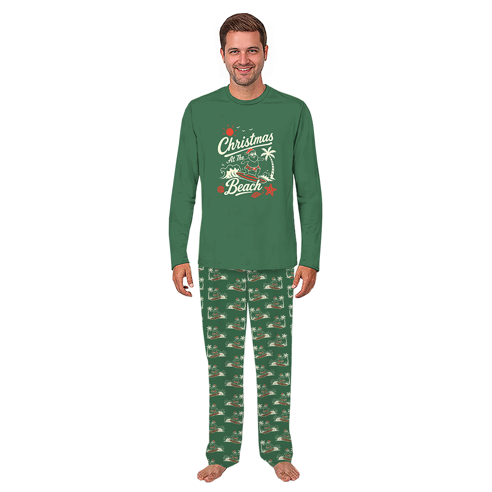 Surfing Santa Claus Dog Matching Christmas Pajamas