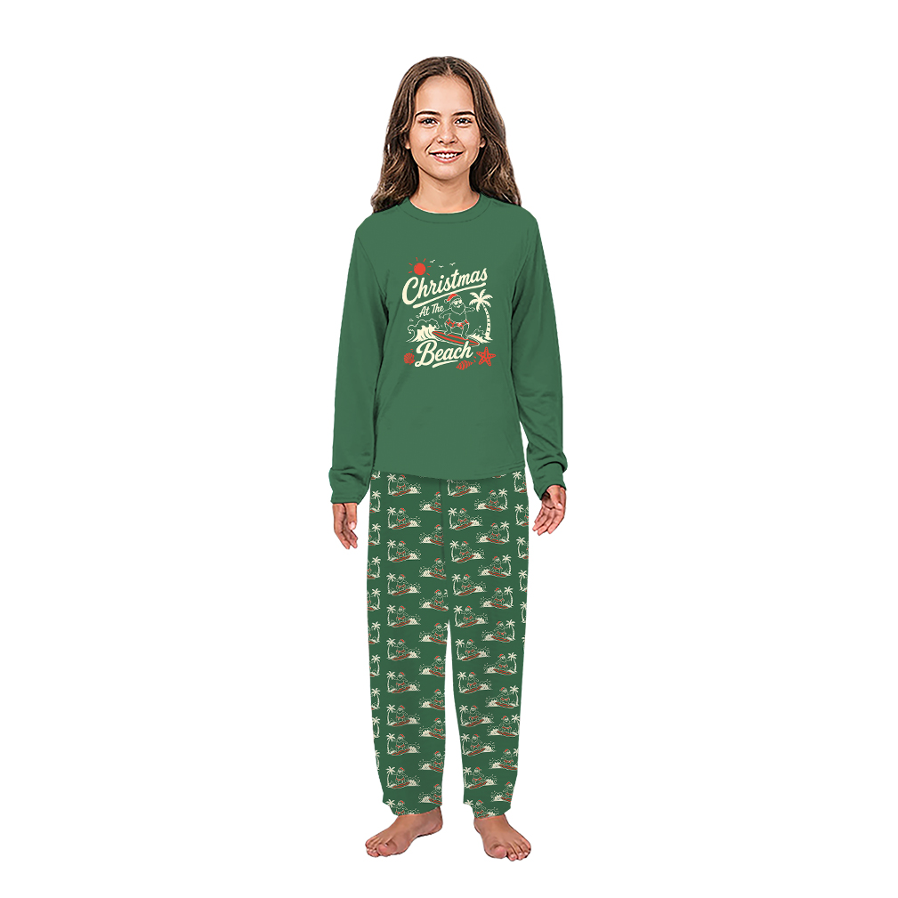 Surfing Santa Claus Dog Matching Christmas Pajamas