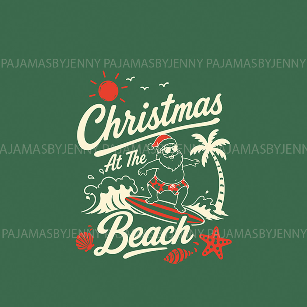 Surfing Santa Claus Dog Matching Christmas Pajamas