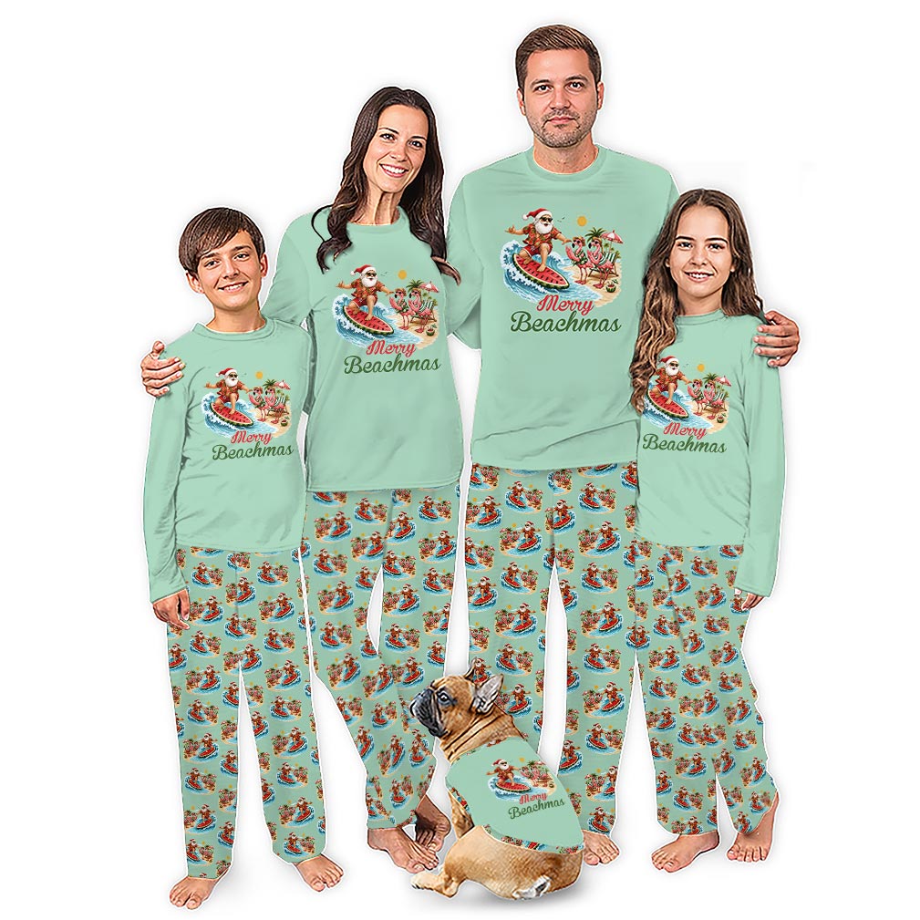 Tropical Santa Flamingo Holiday Matching Family Pajamas Tropical Santa Flamingo Holiday Matching Family Pajamas
