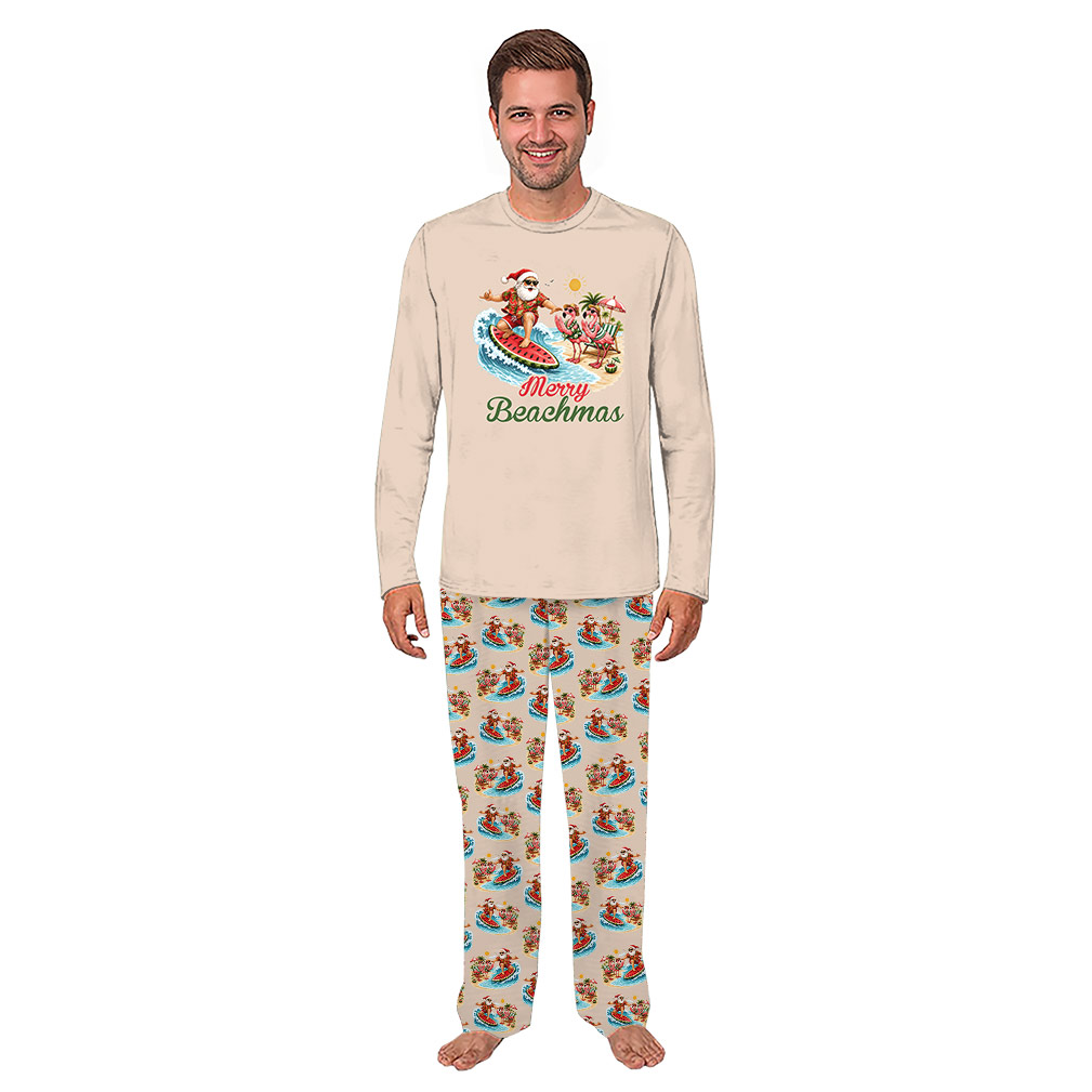 Tropical Santa Flamingo Holiday Matching Family Pajamas Tropical Santa Flamingo Holiday Matching Family Pajamas