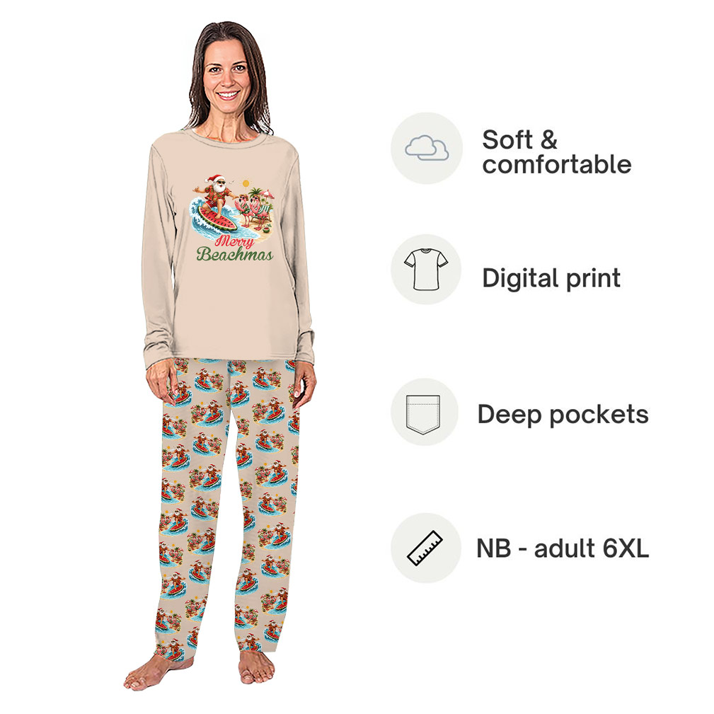 Tropical Santa Flamingo Holiday Matching Family Pajamas Tropical Santa Flamingo Holiday Matching Family Pajamas