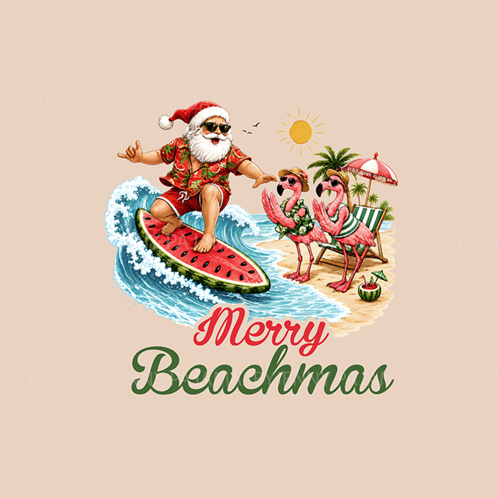 Tropical Santa Flamingo Holiday Matching Family Pajamas Tropical Santa Flamingo Holiday Matching Family Pajamas