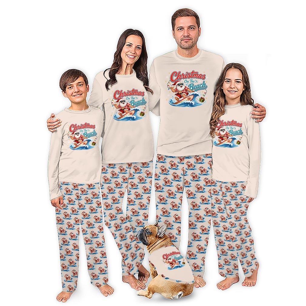 Funny Surfing Santa Family Christmas Pajamas Funny Surfing Santa Family Christmas Pajamas