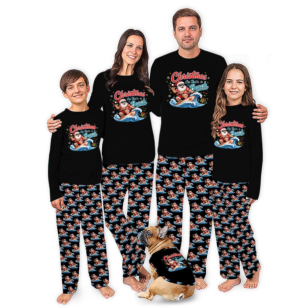 Funny Surfing Santa Family Christmas Pajamas Funny Surfing Santa Family Christmas Pajamas