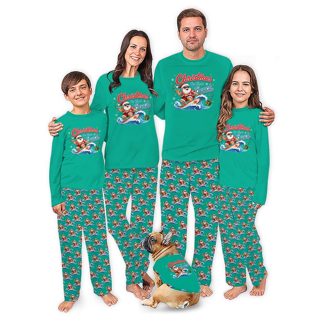 Funny Surfing Santa Family Christmas Pajamas Funny Surfing Santa Family Christmas Pajamas