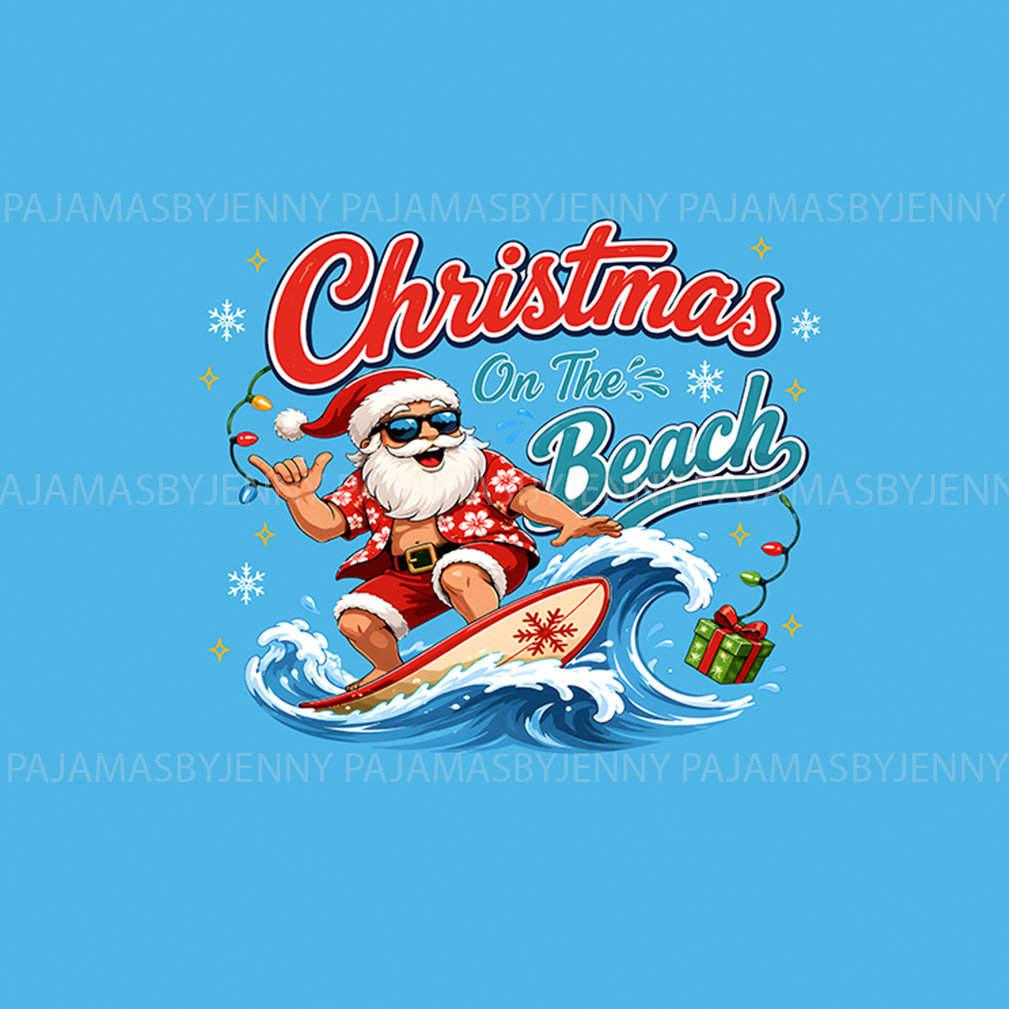 Funny Surfing Santa Family Christmas Pajamas Funny Surfing Santa Family Christmas Pajamas