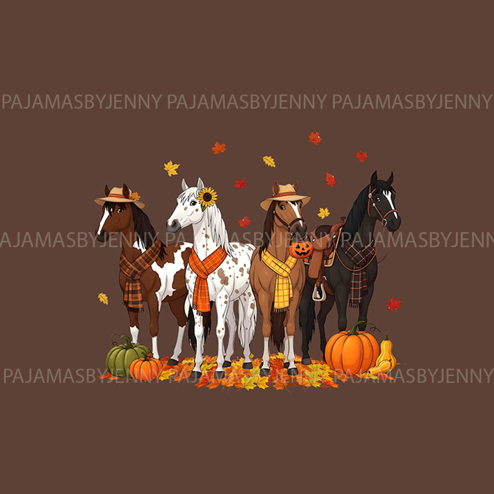 Fall Horse Cute Christmas Pajamas For Family And Dog