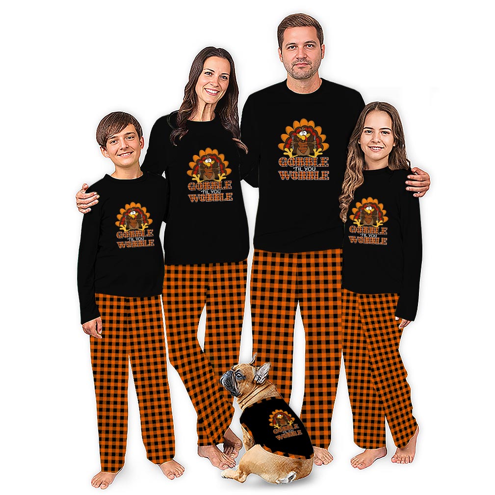Cute Gobble Gobble Family Thanksgiving Pajamas With Extended Size Cute Gobble Gobble Family Thanksgiving Pajamas With Extended Size