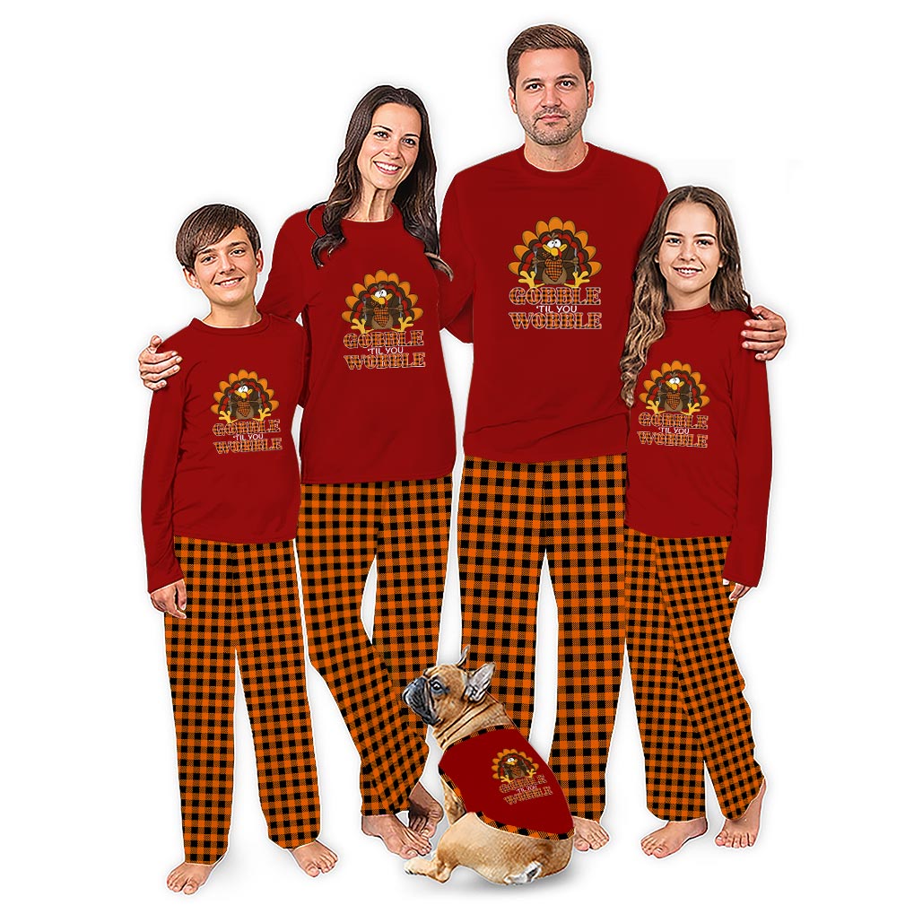 Cute Gobble Gobble Family Thanksgiving Pajamas With Extended Size Cute Gobble Gobble Family Thanksgiving Pajamas With Extended Size