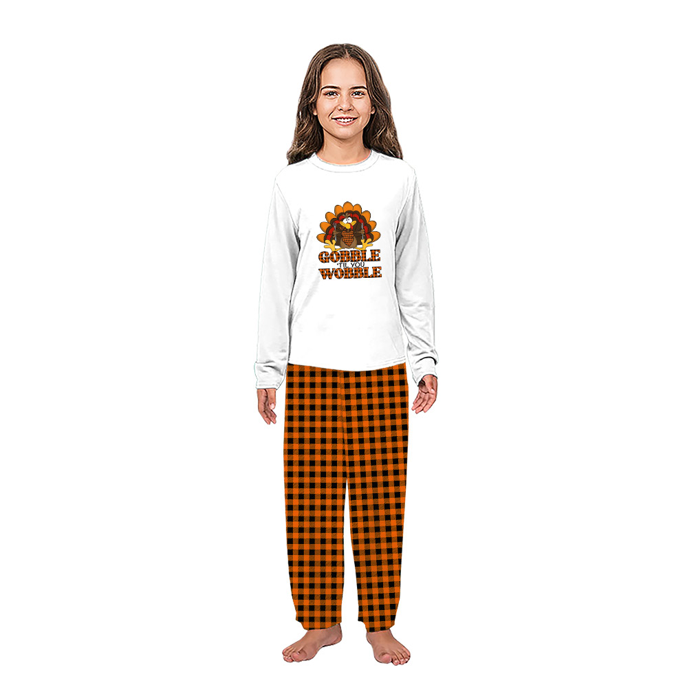Cute Gobble Gobble Family Thanksgiving Pajamas With Extended Size Cute Gobble Gobble Family Thanksgiving Pajamas With Extended Size