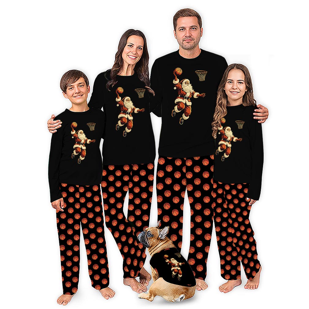 Funny Basketball Santa Christmas Themed Pajama Sets With Plus Size