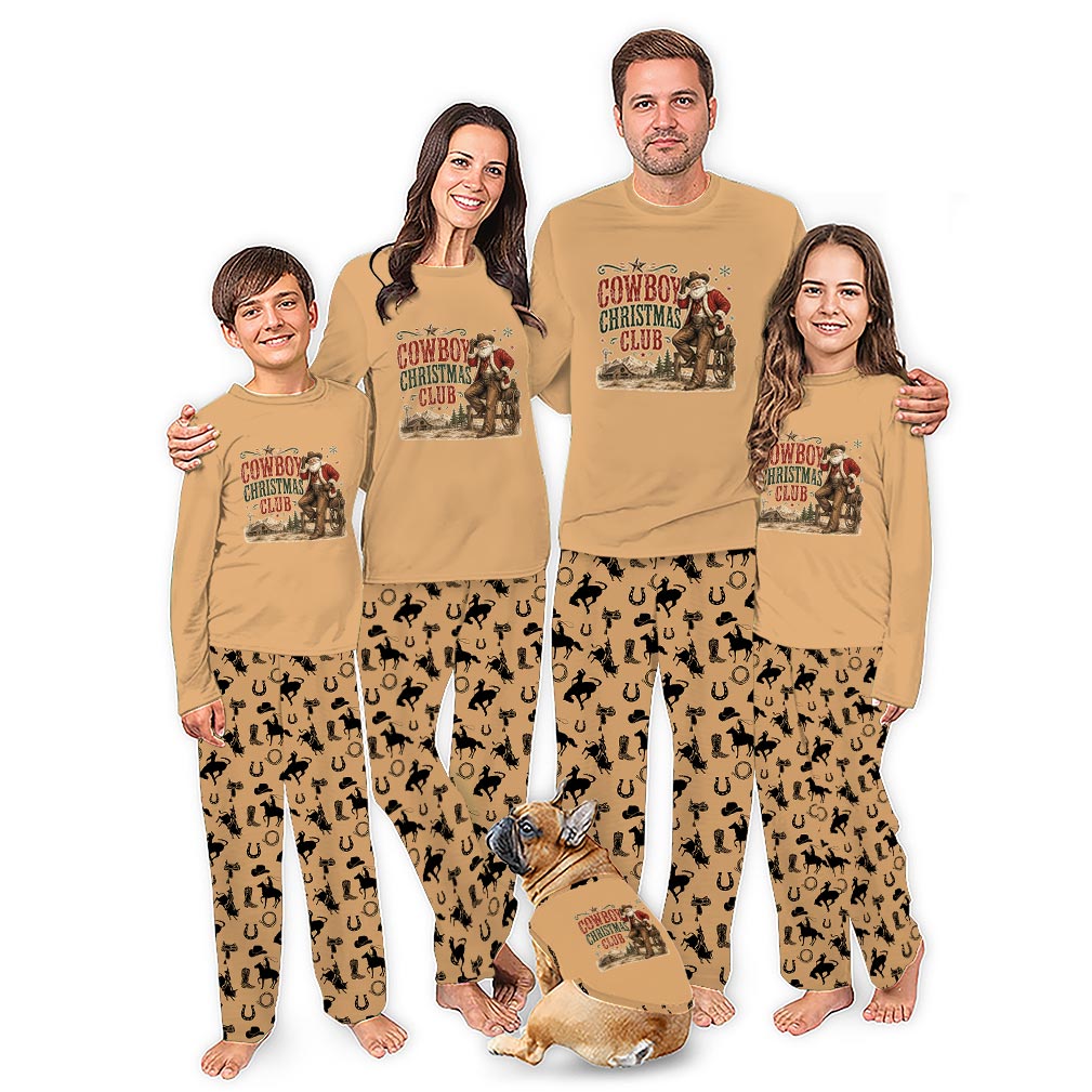 Cowboy Santa Matching Christmas Pajamas Whole Family With Dog Cowboy Santa Matching Christmas Pajamas Whole Family With Dog