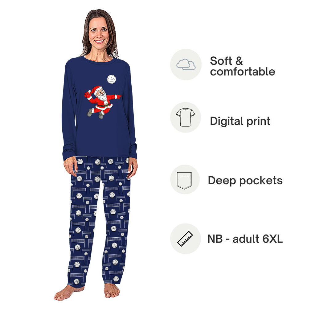 Funny Volleyball Santa Family Christmas Pajamas Including Dog