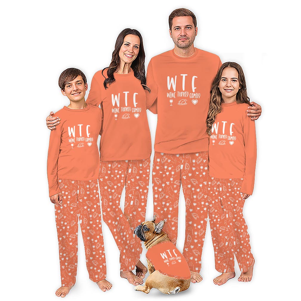 Wine Turkey Matching Thanksgiving Pajamas For The Family With Plus Size