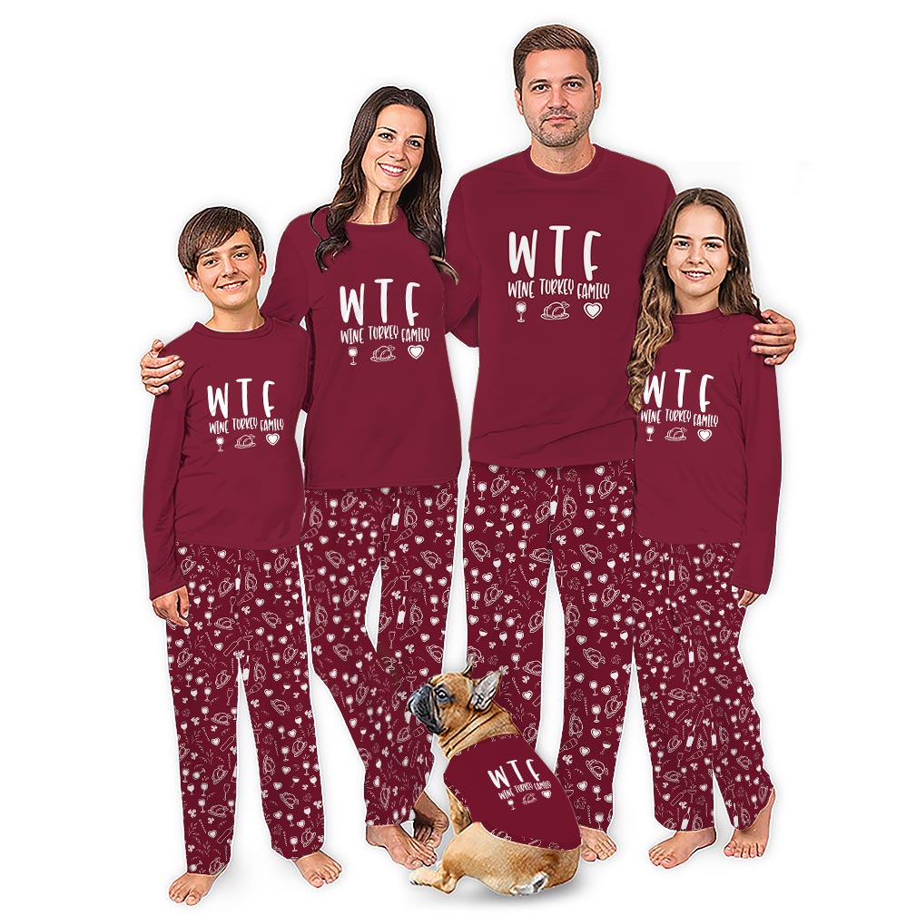 Wine Turkey Matching Thanksgiving Pajamas For The Family With Plus Size
