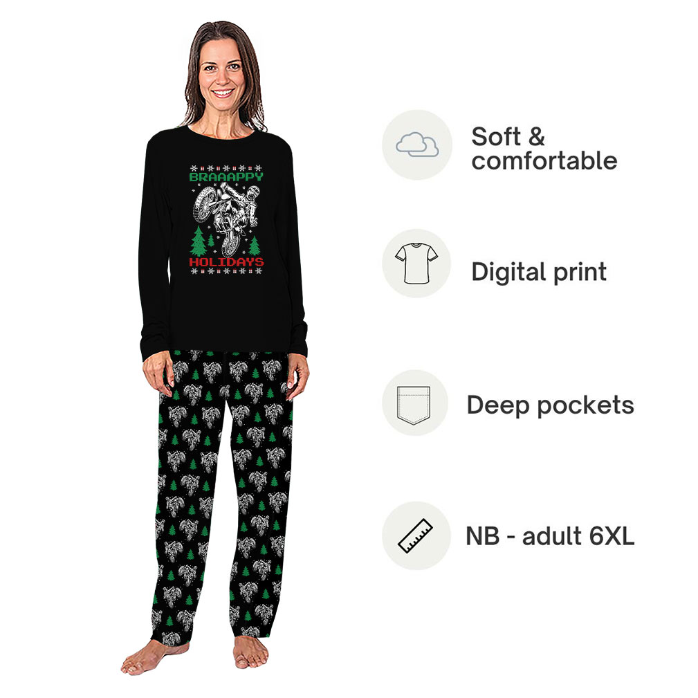 Funny Motocross Christmas Themed Pajama Sets With Plus Size Funny Motocross Christmas Themed Pajama Sets With Plus Size