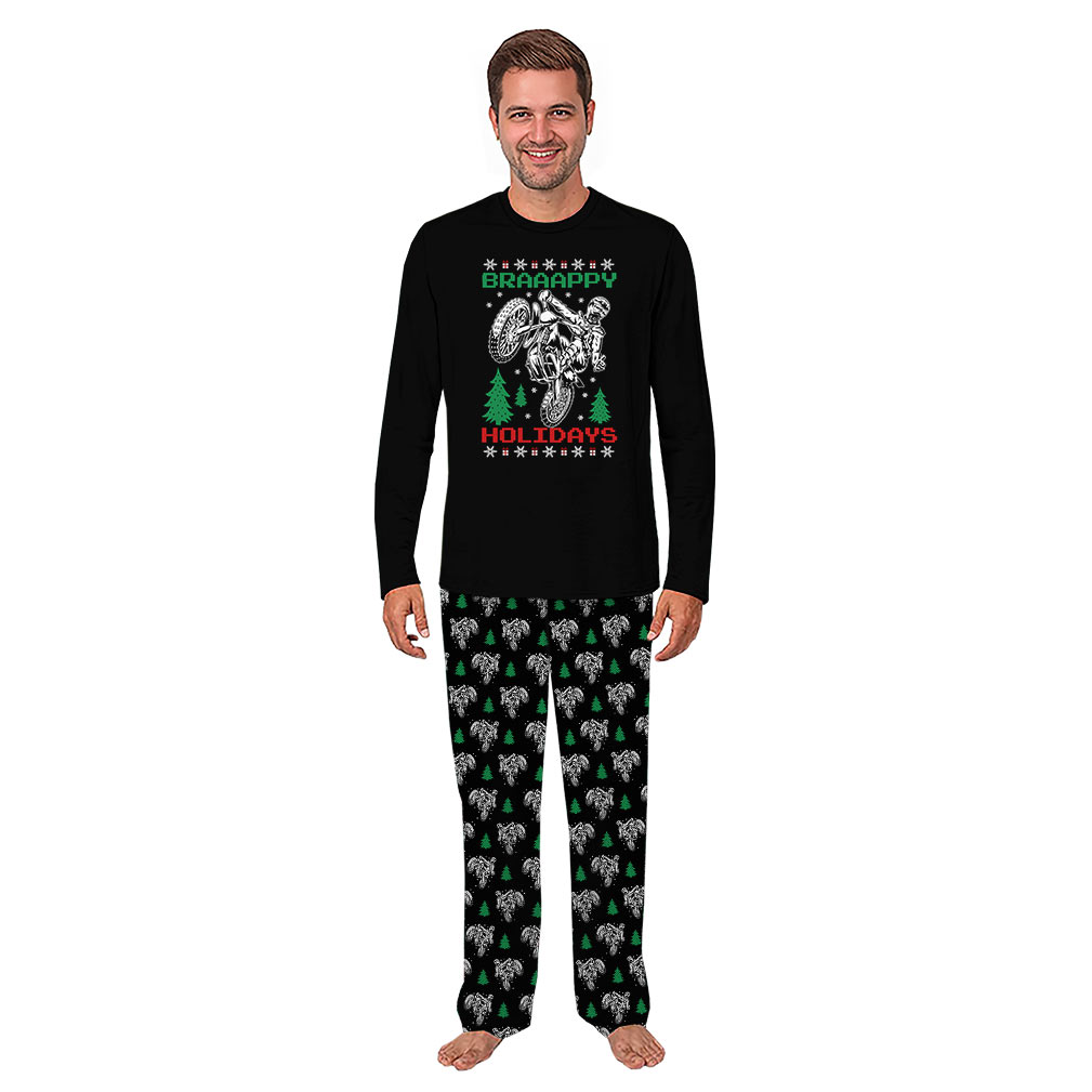 Funny Motocross Christmas Themed Pajama Sets With Plus Size Funny Motocross Christmas Themed Pajama Sets With Plus Size