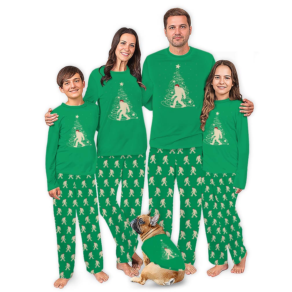Bigfoot Family Holiday Pajamas With Dog Plus Size