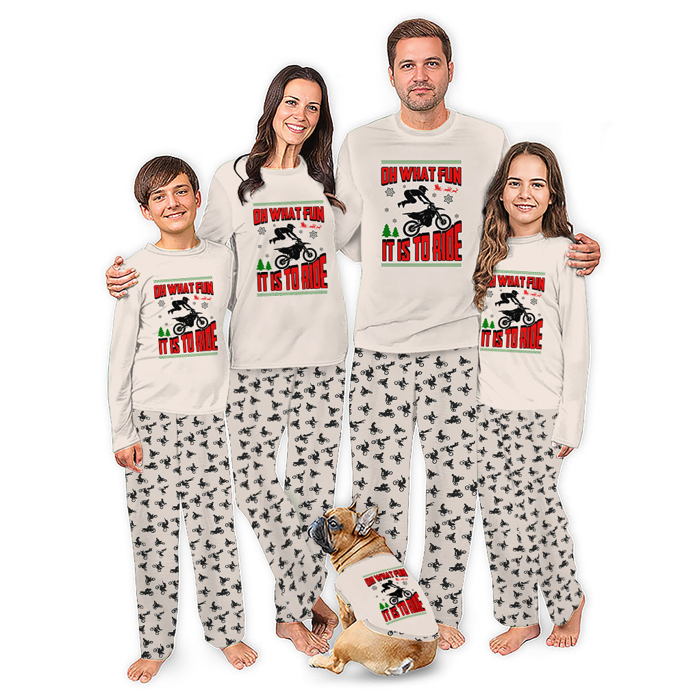 Funny Dirt Bike Family Christmas Pajamas With Extended Size Funny Dirt Bike Family Christmas Pajamas With Extended Size