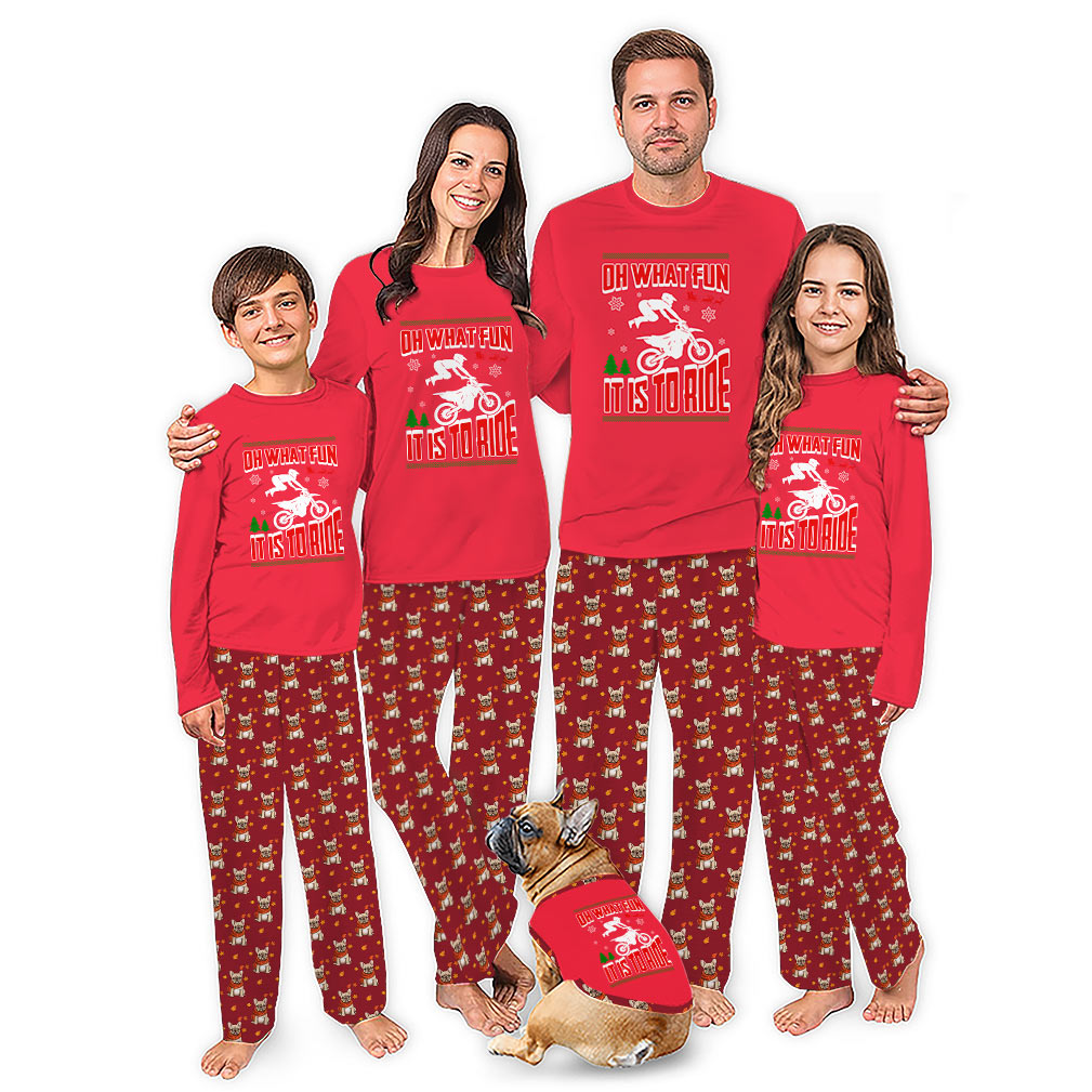 Funny Dirt Bike Family Christmas Pajamas With Extended Size Funny Dirt Bike Family Christmas Pajamas With Extended Size